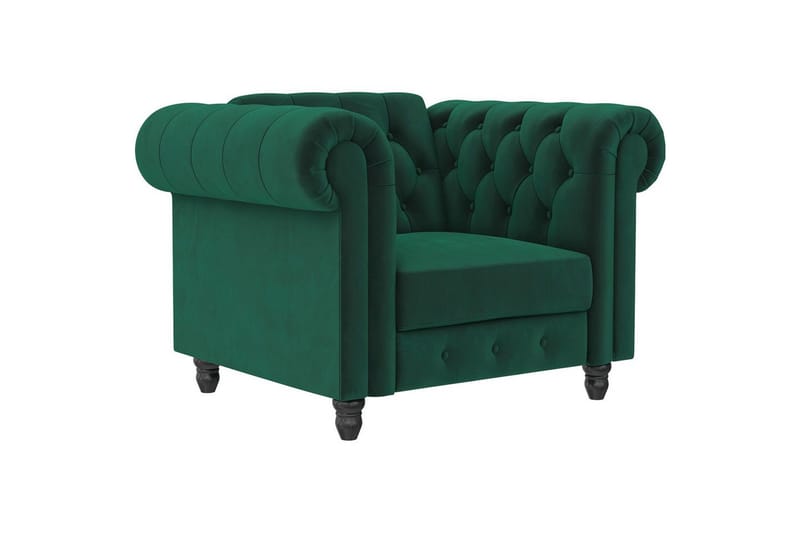 Lenestol Felix Mørk grønn, Fløyel/Tre/Metall - Mørk grønn, Fløyel/Tre/Metall - Møbler - Stoler & lenestoler - Lenestoler