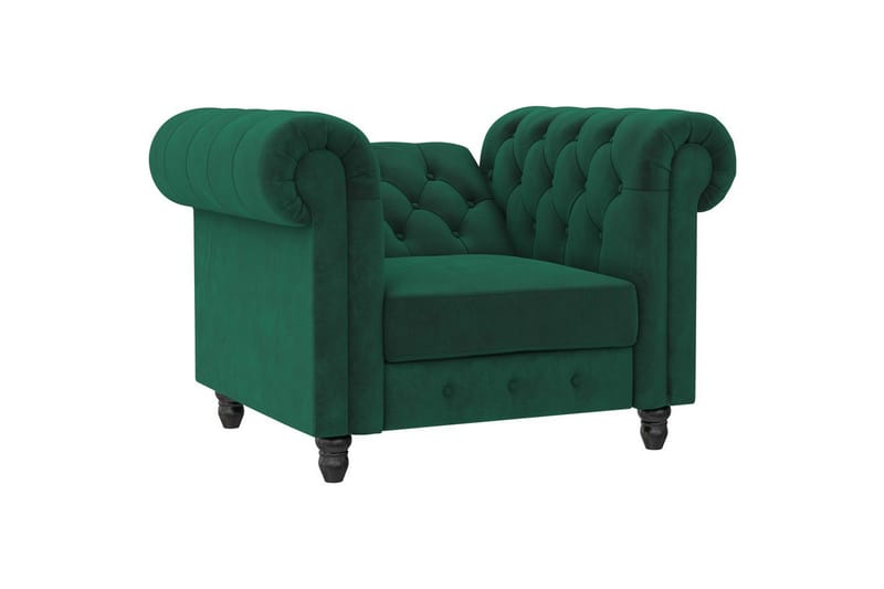 Lenestol Felix Mørk grønn, Fløyel/Tre/Metall - Mørk grønn, Fløyel/Tre/Metall - Møbler - Stoler & lenestoler - Lenestoler