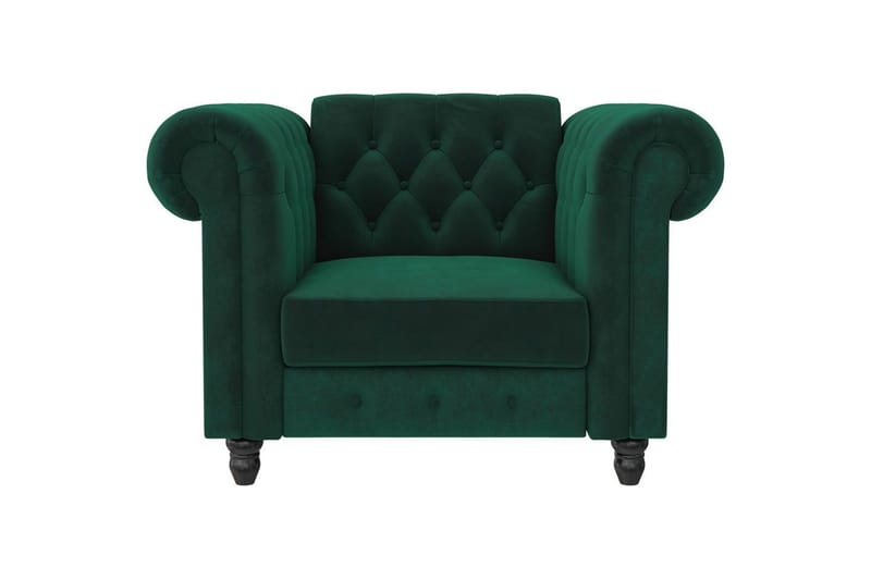 Lenestol Felix Mørk grønn, Fløyel/Tre/Metall - Mørk grønn, Fløyel/Tre/Metall - Møbler - Stoler & lenestoler - Lenestoler