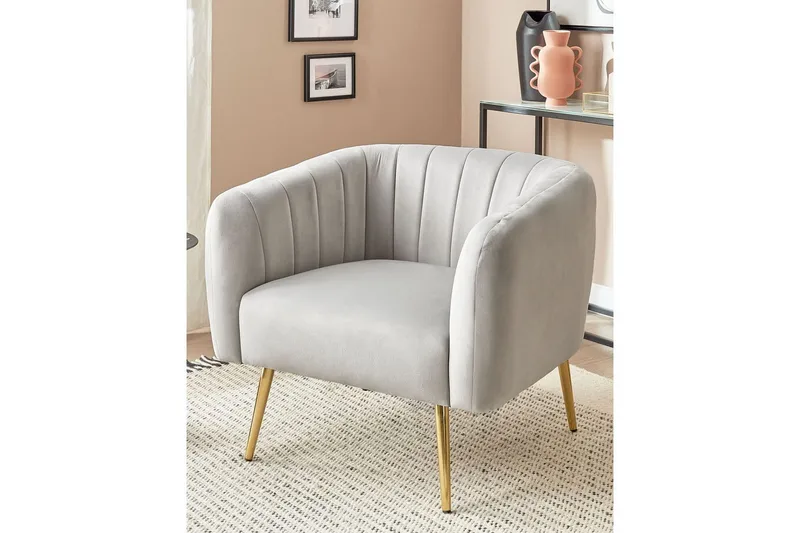 Lenestol Laconia - Grå, gull - Møbler - Stoler & lenestoler - Lenestoler