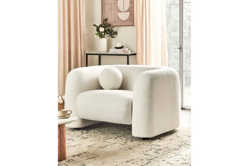 Lenestol Leiren - Hvit/Bouclé - Møbler - Stoler & lenestoler - Lenestoler