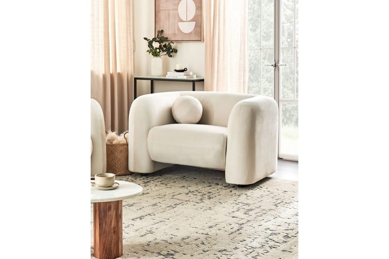 Lenestol Leiren - Off-white/Fløyel - Møbler - Stoler & lenestoler - Lenestoler