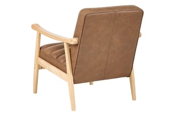 Lenestol Leknes - Brun, lyst tre - Møbler - Stoler & lenestoler - Lenestoler - Lenestol skinn