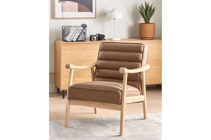 Lenestol Leknes - Brun, lyst tre - Møbler - Stoler & lenestoler - Lenestoler