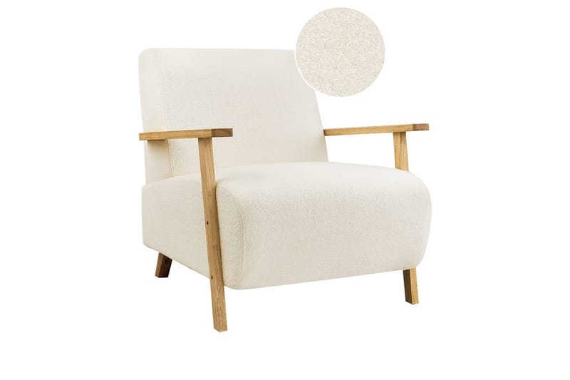 Lenestol Lesja - Beige, lyst tre/Bouclé - Møbler - Stoler & lenestoler - Lenestoler