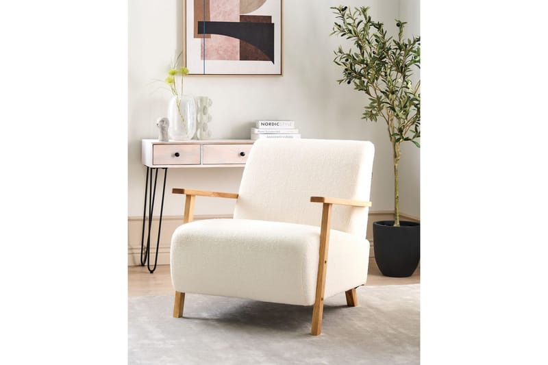 Lenestol Lesja - Beige, lyst tre/Bouclé - Møbler - Stoler & lenestoler - Lenestoler