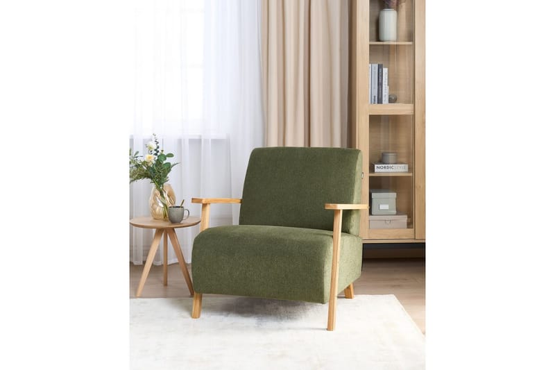 Lenestol Lesja - Grønn, lyst tre/Polyester - Møbler - Stoler & lenestoler - Lenestoler