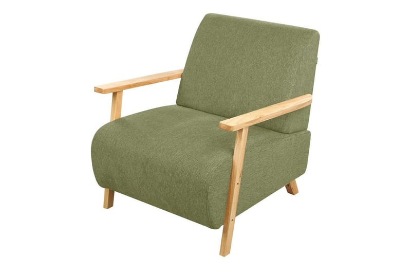 Lenestol Lesja - Grønn, lyst tre/Polyester - Møbler - Stoler & lenestoler - Lenestoler