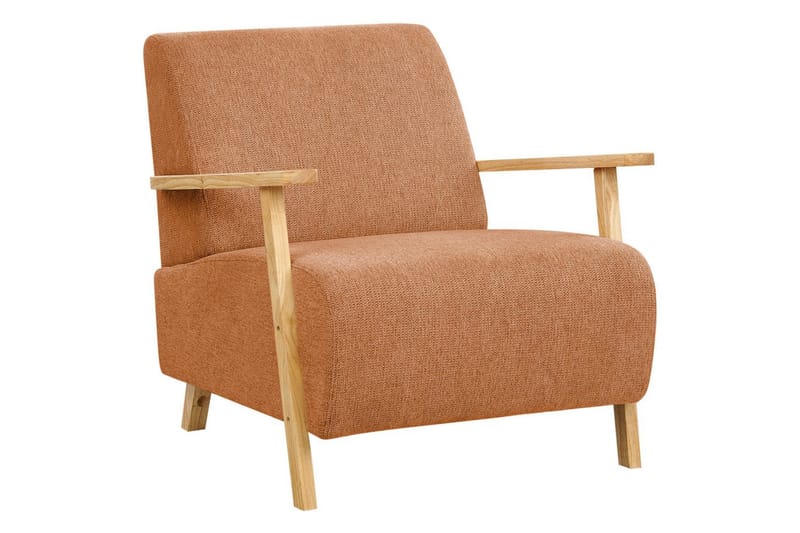 Lenestol Lesja - Oransje, lyst tre/Polyester - Møbler - Stoler & lenestoler - Lenestoler