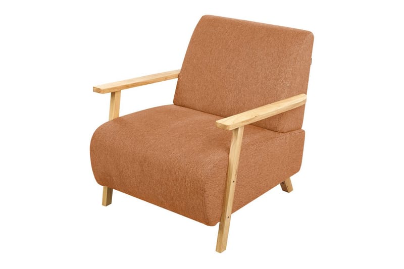 Lenestol Lesja - Oransje, lyst tre/Polyester - Møbler - Stoler & lenestoler - Lenestoler