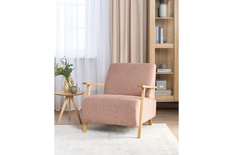 Lenestol Lesja - Rosa, lyst tre/Polyester - Møbler - Stoler & lenestoler - Lenestoler