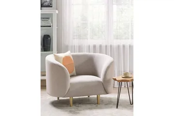 Lenestol Loen - Beige/gull/polyester/Beige/gull/Polyester - Møbler - Stoler & lenestoler - Lenestoler - Klubblenestol