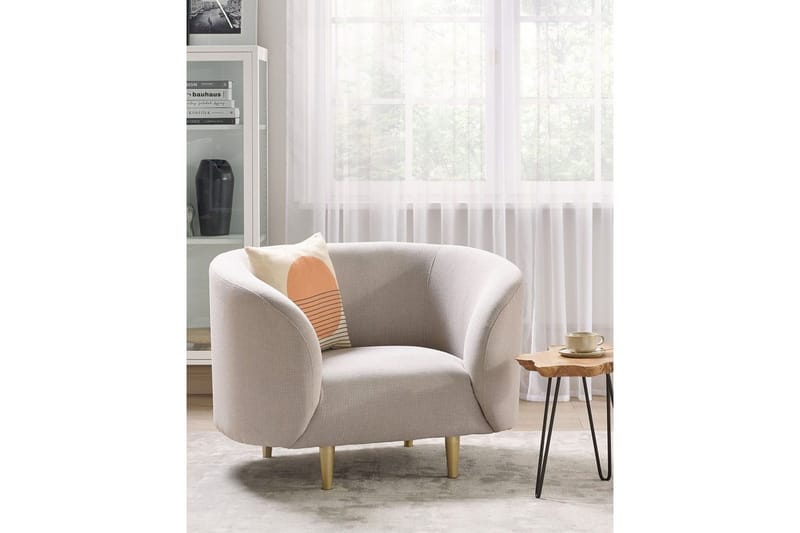 Lenestol Loen - Beige/gull/polyester/Beige/gull/Polyester - Møbler - Stoler & lenestoler - Lenestoler - Klubblenestol