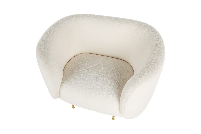 Lenestol Loen - Hvit, gull/Bouclé, Hvitt, gull/Bouclé, Hvit, gull/bouclé - Møbler - Stoler & lenestoler - Lenestoler