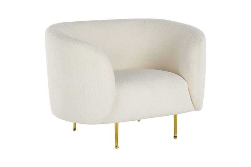 Lenestol Loen - Hvit, gull/Bouclé, Hvitt, gull/Bouclé, Hvit, gull/bouclé - Møbler - Stoler & lenestoler - Lenestoler