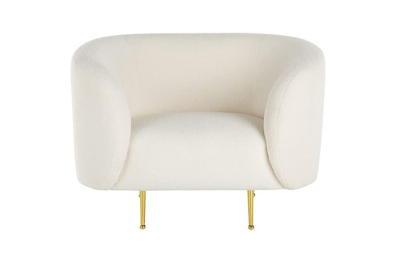 Lenestol Loen - Hvit, gull/Bouclé, Hvitt, gull/Bouclé, Hvit, gull/bouclé - Møbler - Stoler & lenestoler - Lenestoler