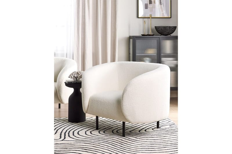 Lenestol Loen - Hvit, Svart/Bouclé - Møbler - Stoler & lenestoler - Lenestoler