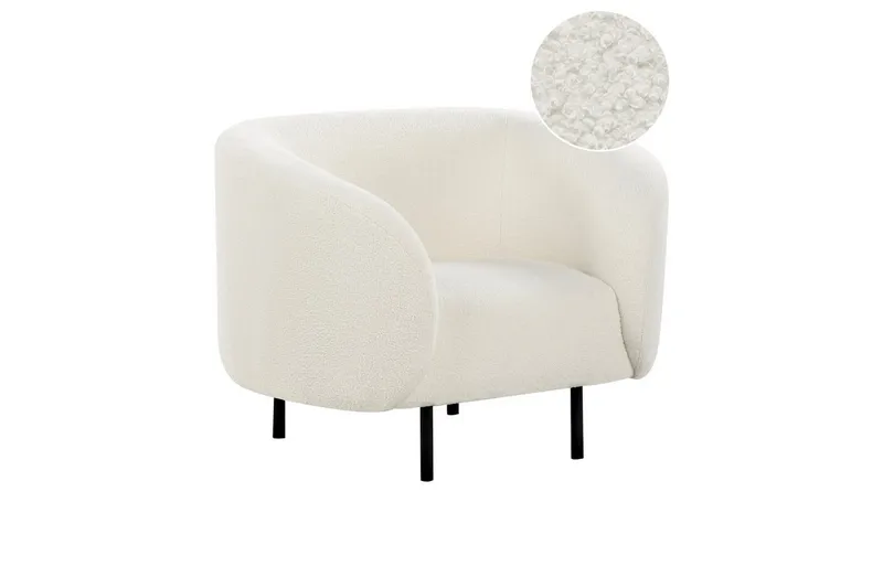 Lenestol Loen, Hvit, Svart/Bouclé