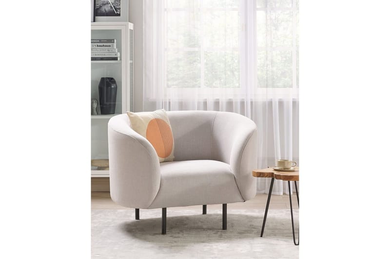 Lenestol Loen - Lysebeige, svart/Polyester, Lys beige, svart/Polyester - Møbler - Stoler & lenestoler - Lenestoler