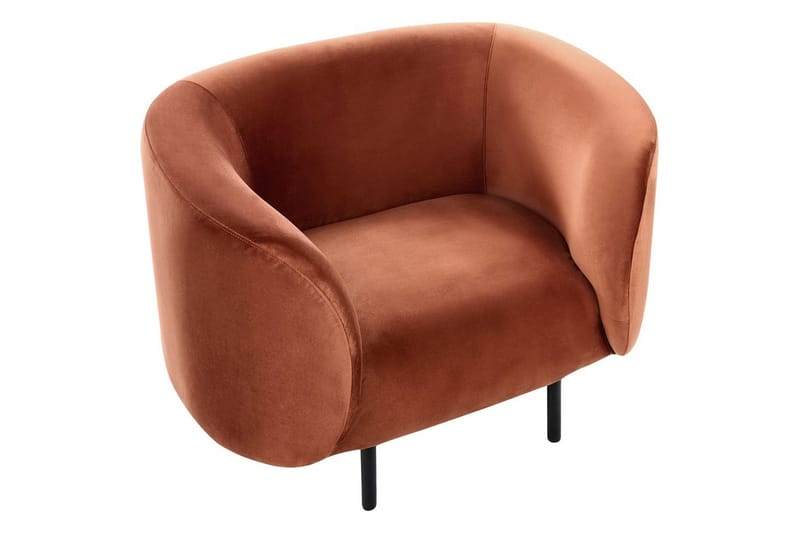 Lenestol Loen - Oransje, svart/Fløyel, Oransje, svart/fløyel - Møbler - Stoler & lenestoler - Lenestoler