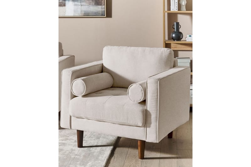 Lenestol Nurmo - Beige, mørkt tre - Møbler - Stoler & lenestoler - Lenestoler
