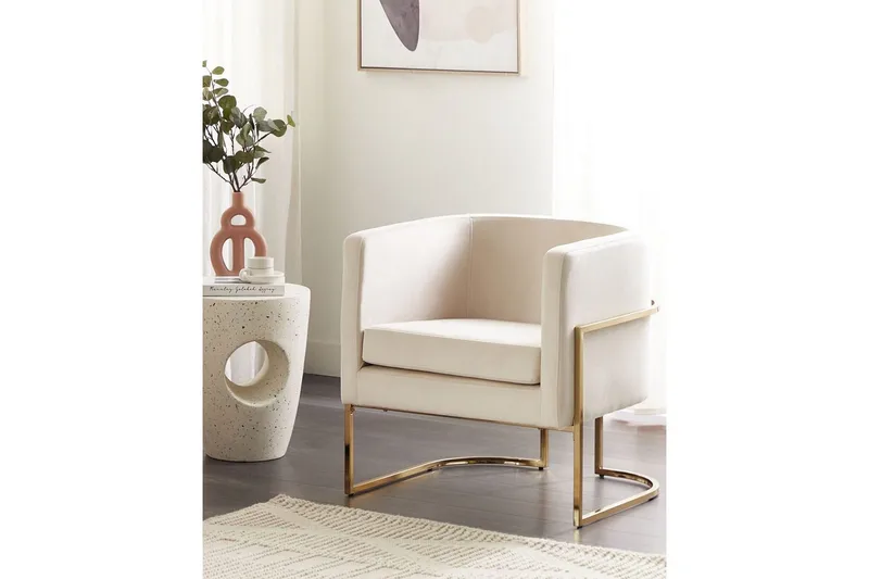 Lenestol Sirkka - Beige, gull, Beige, Gull - Møbler - Stoler & lenestoler - Lenestoler