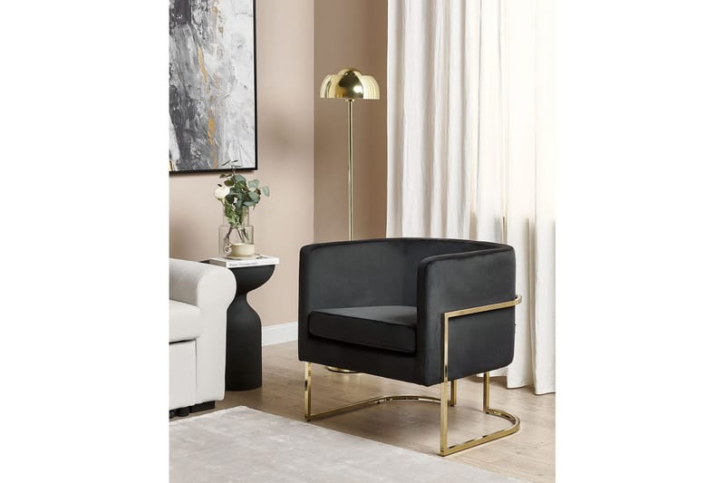 Lenestol Sirkka - Svart, gull - Møbler - Stoler & lenestoler - Lenestoler