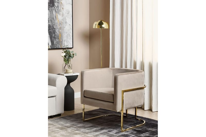Lenestol Sirkka - Taupe, gull - Møbler - Stoler & lenestoler - Lenestoler