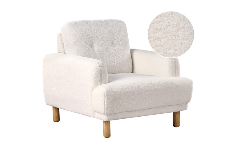 Lenestol Tuve, Hvit, lyst tre/Bouclé