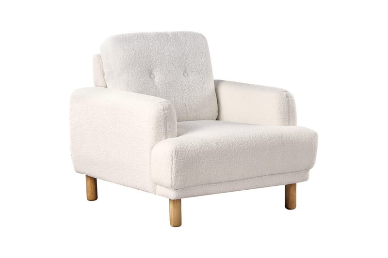 Lenestol Tuve - Hvit, lyst tre/Bouclé - Møbler - Stoler & lenestoler - Lenestoler