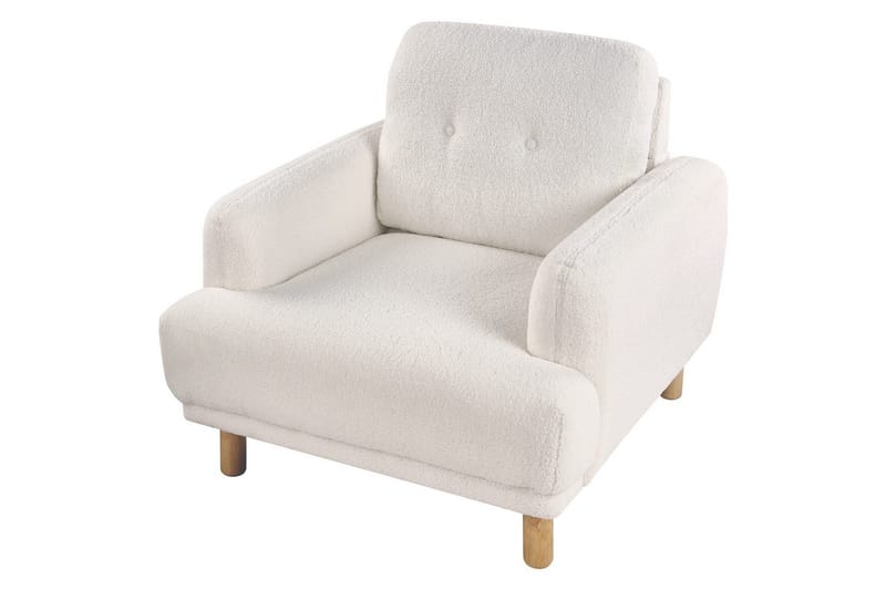 Lenestol Tuve - Hvit, lyst tre/Bouclé - Møbler - Stoler & lenestoler - Lenestoler