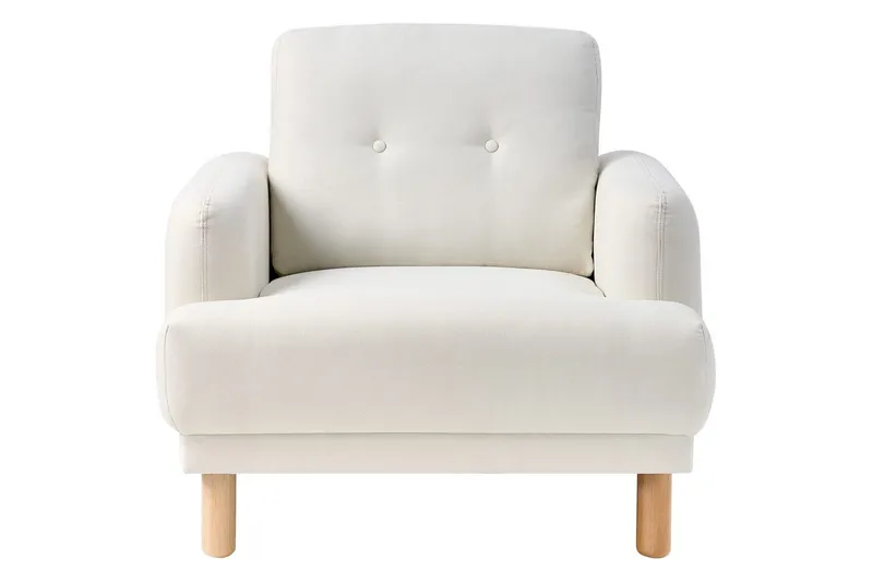 Lenestol Tuve - Hvit, lyst tre/Polyester - Møbler - Stoler & lenestoler - Lenestoler