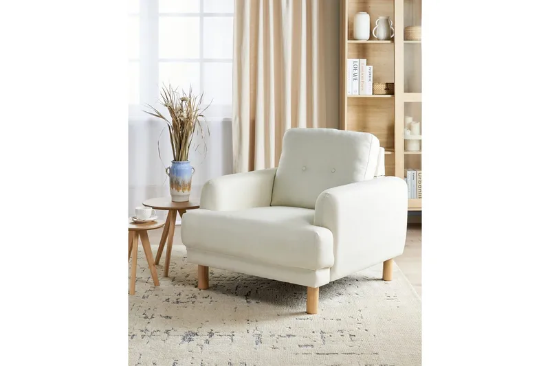 Lenestol Tuve - Hvit, lyst tre/Polyester - Møbler - Stoler & lenestoler - Lenestoler