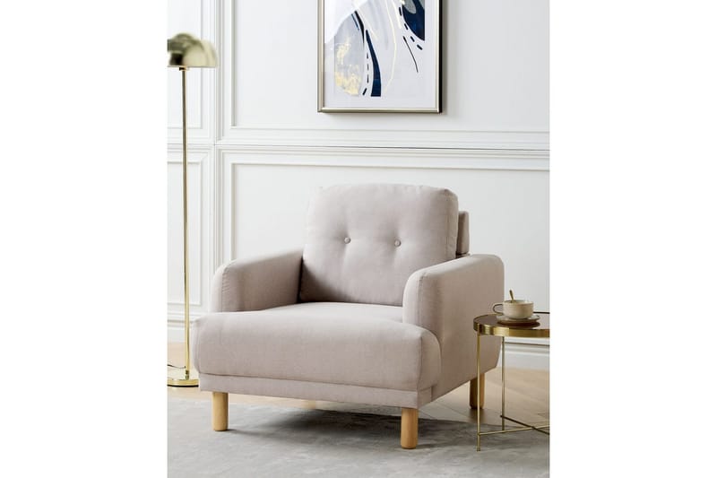 Lenestol Tuve - Taupe, lyst tre/Polyester - Møbler - Stoler & lenestoler - Lenestoler