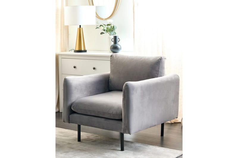 Lenestol Vinterbro - Grå, svart/fløyel, Grå, svart/Fløyel - Møbler - Stoler & lenestoler - Lenestoler