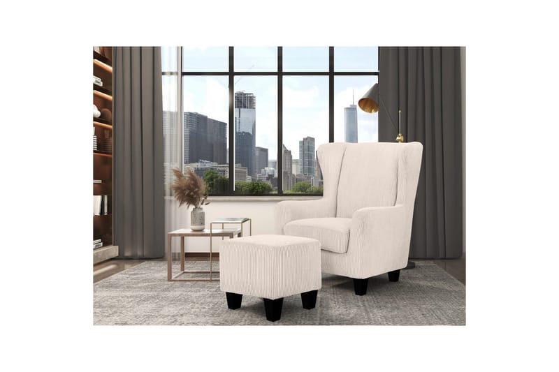 Lenestol Zhili Krem - Krem - Møbler - Stoler & lenestoler - Lenestoler - Ørelappstol