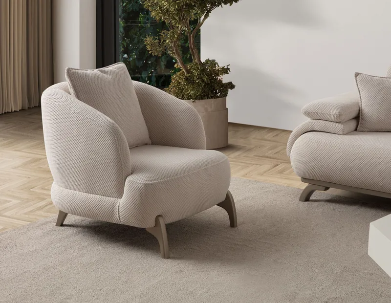 Ørelappstol Atelier Del Sofa Bonjo Silver (80 x 78 x 80 cm) beige - Beige - Møbler - Stoler & lenestoler - Lenestoler - Ørelappstol