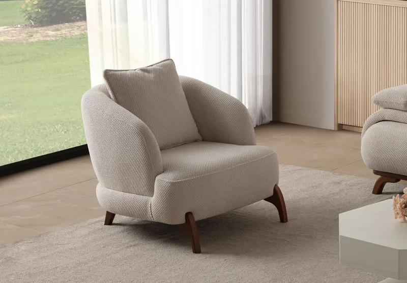 Ørelappstol Atelier Del Sofa Bonjo Walnut (80 x 78 x 80 cm) Beige - Beige - Møbler - Stoler & lenestoler - Lenestoler - Ørelappstol