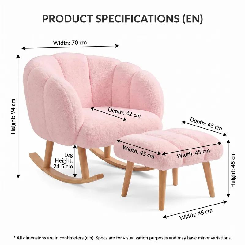 Ørelappstol- og puffesett (2 deler) Atelier Del Sofa Lotus (70 x 94 x 42 cm) Rosa - Møbler - Stoler & lenestoler - Lenestoler