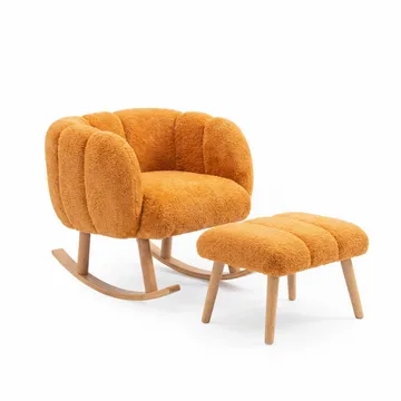 Ørelappstol- og puffesett (2 deler) Atelier Del Sofa Lotus (70 x 94 x 42 cm) Oransje