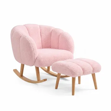 Ørelappstol- og puffesett (2 deler) Atelier Del Sofa Lotus (70 x 94 x 42 cm) Rosa