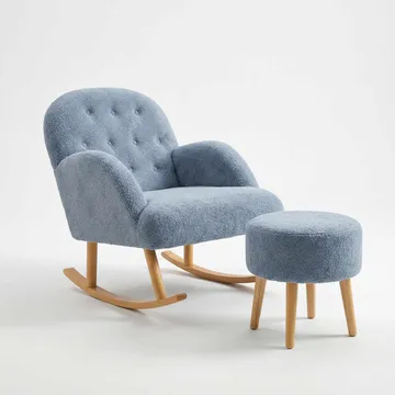 Ørelappstol- og puffesett (2 deler) Atelier Del Sofa Dugmeli (80 x 85 x 65 cm) Grå