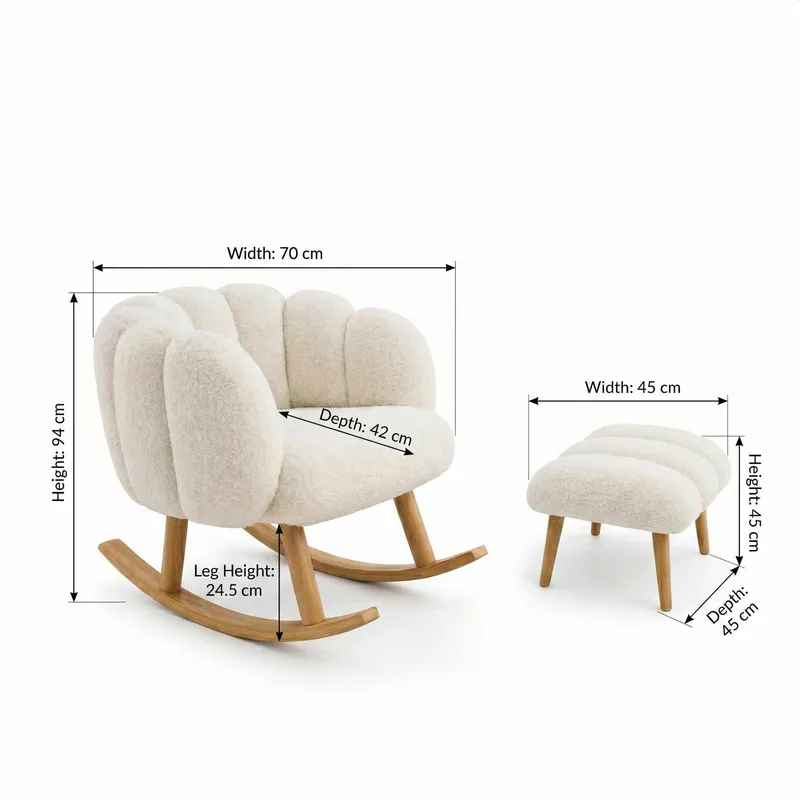 Ørelappstol- og puffesett (2 deler) Atelier Del Sofa Lotus (70 x 94 x 42 cm) Hvit - Møbler - Stoler & lenestoler - Lenestoler