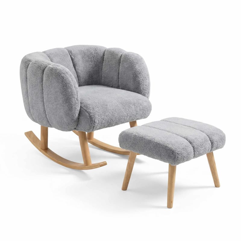 Ørelappstol- og puffesett (2 deler) Atelier Del Sofa Lotus (70 x 94 x 42 cm) Grå, undefined