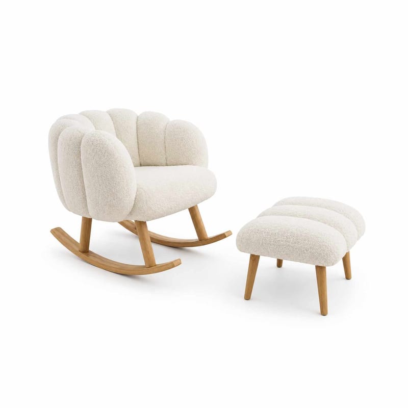 Ørelappstol- og puffesett (2 deler) Atelier Del Sofa Lotus (70 x 94 x 42 cm) Hvit, undefined