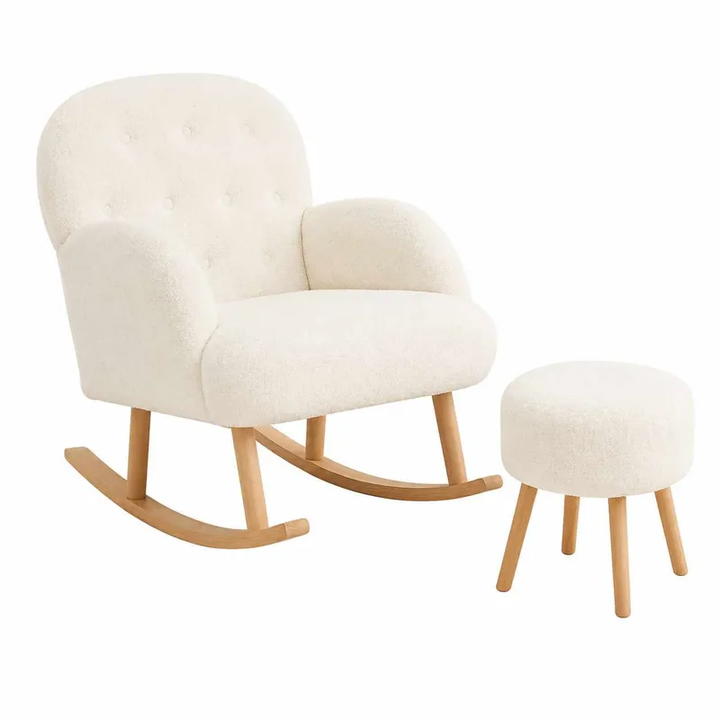 Ørelappstol- og puffesett (2 deler) Atelier Del Sofa Dugmeli (80 x 85 x 65 cm) Hvit, undefined