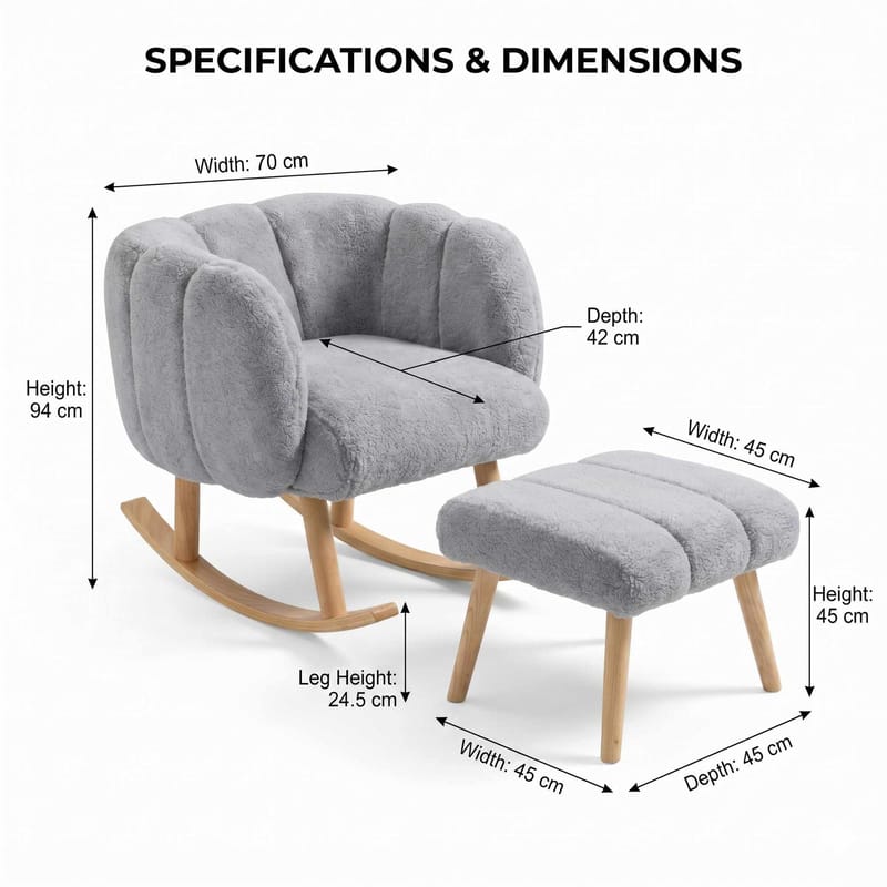 Ørelappstol- og puffesett (2 deler) Atelier Del Sofa Lotus (70 x 94 x 42 cm) Grå - Møbler - Stoler & lenestoler - Lenestoler