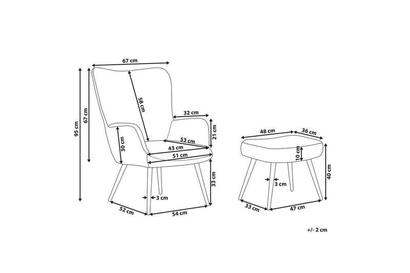 Ørelappstol Vejle - Beige, svart - Møbler - Stoler & lenestoler - Lenestoler - Ørelappstol
