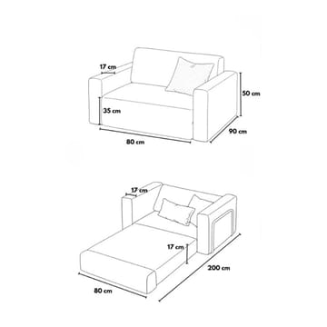 1-seters sovesofa Atelier Del Sofa Wello Single (80 x 70 cm) Brun - Møbler - Stoler & lenestoler - Lenestoler - Sovestol