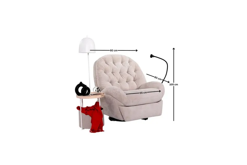 Adesis Elektrisk reclinerstol - Kremhvit - Møbler - Stoler & lenestoler - Lenestoler - Recliner & kinostol